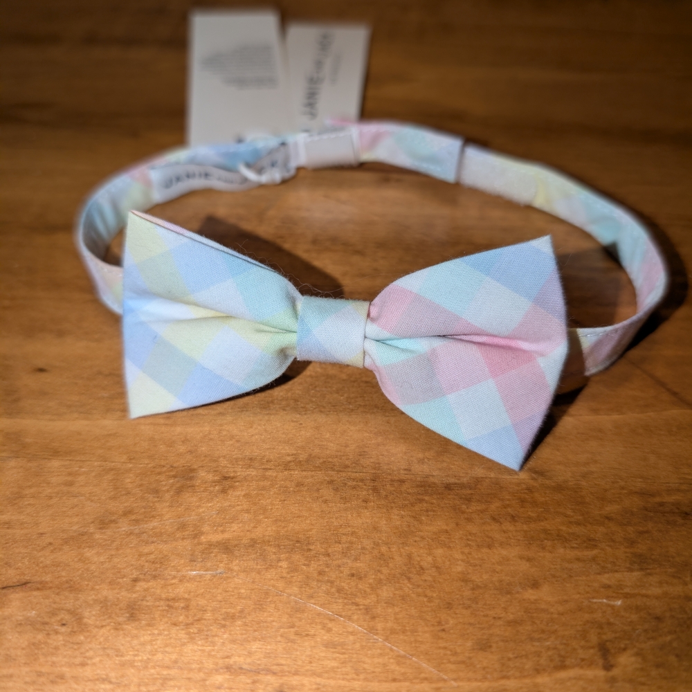 Janie and Jack Pastel Plaid Kids Bow Tie in Pink, Blue, Yellow, Cream